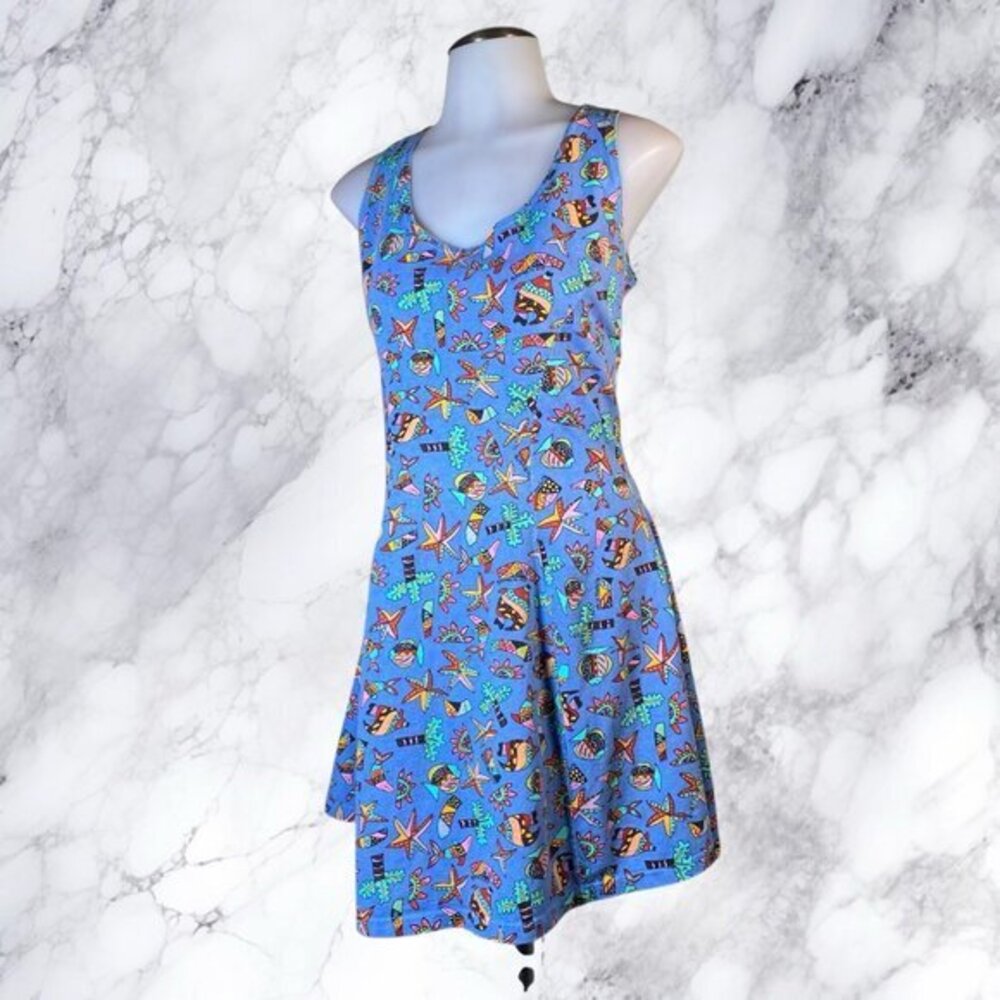VTG Viva La Wombat! Dolphin Sealife Print Mini Dress